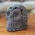 Beaded skull, 'Our Children' - Black and Grey Beaded Skull Figurine with Huichol Symbols (image 2) thumbail