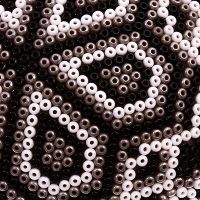 Perlenschädel, 'Monochrome Jicuri - Huichol-Perlen monochrome Peyote-Schädel-Figur