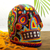 Beaded skull, 'Radiant Jicuri' - Huichol Beaded Scorpion & Peyote Skull in Bright Colors thumbail