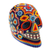 Huichol beaded skull, 'Bright Icons' - Huichol Beaded Skull Figurine in Bright Colors thumbail