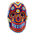 Beaded skull, 'Midnight Visions' - Beaded Dark Blue Skull Figurine with Huichol Icons