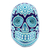 Perlenschädel - Blaue Starburst-Totenkopffigur aus Huichol-Perlenarbeit
