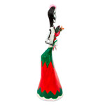 Papier mache sculpture, 'Patriotic Catrina' - Mexican Red-White-Green Papier Mache Skeleton Sculpture