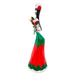 Papier mache sculpture, 'Patriotic Catrina' - Mexican Red-White-Green Papier Mache Skeleton Sculpture