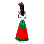 Papier mache sculpture, 'Patriotic Catrina' - Mexican Red-White-Green Papier Mache Skeleton Sculpture
