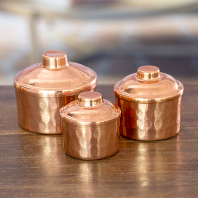 Decorative copper jars, Santa Clara Tradition (set of 3)