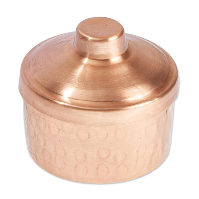Decorative copper jars, 'Santa Clara Tradition' (set of 3) - Hand Crafted Small Copper Jars with Lids (Set of 3)