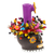 Ceramic candleholder, 'Black Floral Skull' - Black Floral Ceramic Skull Taper Candleholder (image 2b) thumbail