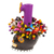 Ceramic candleholder, 'Black Floral Skull' - Black Floral Ceramic Skull Taper Candleholder (image 2d) thumbail
