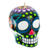 Hand-painted candle, 'Colorful Black Floral Skull' - Colorful Black Floral Mexican Day of the Dead Skull Candle
