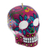 Vela pintada a mano, 'Colorful Deep Rose Skull' - Vela de calavera mexicana del Día de los Muertos pintada a mano en rosa profunda