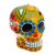 Vela pintada a mano, 'Colorful Yellow Skull' - Vela mexicana pintada a mano con calavera amarilla del Día de Muertos