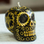 Hand-painted candle, 'Black and Yellow Skull' - Black & Yellow Mexican Day of the Dead Skull Candle