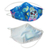 Cotton and polyester face masks, 'Blue Floral Skeletons' (pair) - 2 Double Layer Blue Halloween Print Cotton Elastic Headband (image 2c) thumbail