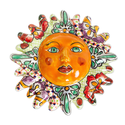 Hand Painted Ceramic Sun Wall Accent