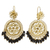 Gold plated filigree chandelier earrings, 'Valley Flower in Black' - Gold Plated Chandelier Earrings with Black Crystal (image 2a) thumbail
