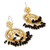 Gold plated filigree chandelier earrings, 'Valley Flower in Black' - Gold Plated Chandelier Earrings with Black Crystal (image 2b) thumbail