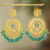 Gold plated filigree chandelier earrings, 'Valley Treasure' - Blue Crystal and Gold Plated Filigree Chandelier Earrings thumbail
