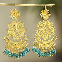 10k Gold Plated Filigree Chandelier Earrings,'Daisy Enchantment'