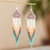 Long beaded waterfall earrings, 'Huichol Chevron in Plum' - Long Huichol Style Beaded Dangle Earrings (image 2) thumbail