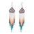 Long beaded waterfall earrings, 'Huichol Chevron in Plum' - Long Huichol Style Beaded Dangle Earrings thumbail