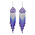 Long beaded waterfall earrings, 'Huichol Chevron in Blue' - Long Beaded Chandelier Earrings thumbail