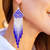 Long beaded waterfall earrings, 'Huichol Chevron in Blue' - Long Beaded Chandelier Earrings (image 2c) thumbail