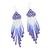 Long beaded waterfall earrings, 'Huichol Chevron in Blue' - Long Beaded Chandelier Earrings (image 2d) thumbail