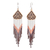 Long beaded waterfall earrings, 'Huichol Chevron in Mahogany' - Beaded Long Waterfall Earrings from Mexico thumbail