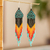 Long beaded waterfall earrings, 'Huichol Chevron in Black' - Extra Long Beaded Huichol-Style Earrings (image 2) thumbail