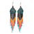 Long beaded waterfall earrings, 'Huichol Chevron in Black' - Extra Long Beaded Huichol-Style Earrings thumbail
