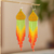 Long beaded waterfall earrings, 'Huichol Chevron in Saffron' - Huichol-Style Long Beaded Earrings (image 2) thumbail