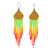 Long beaded waterfall earrings, 'Huichol Chevron in Saffron' - Huichol-Style Long Beaded Earrings thumbail