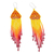 Long beaded waterfall earrings, 'Huichol Chevron in Red' - Colorful Long Beaded Waterfall Earrings (image 2c) thumbail