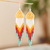 Long beaded waterfall earrings, 'Huichol Chevron in White' - Multicolored Hand Crafted Long Beaded Earrings (image 2) thumbail