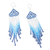 Long beaded waterfall earrings, 'Huichol Chevron in Azure' - Blue and White Huichol Beaded Dangle Earrings (image 2c) thumbail