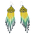 Long beaded waterfall earrings, 'Huichol Chevron in Green' - Green and Yellow Long Huichol-Style Earrings (image 2c) thumbail
