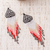 Long beaded waterfall earrings, 'Huichol Chevron in Grey' - Dramatic Extra Long Huichol Beaded Earrings (image 2b) thumbail