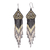 Long beaded waterfall earrings, 'Huichol Chevron in Gold' - Beaded Long Dangle Earrings from Mexico thumbail