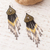 Long beaded waterfall earrings, 'Huichol Chevron in Gold' - Beaded Long Dangle Earrings from Mexico (image 2c) thumbail