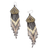 Long beaded waterfall earrings, 'Huichol Chevron in Gold' - Beaded Long Dangle Earrings from Mexico (image 2d) thumbail