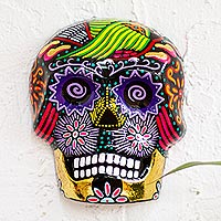 Ceramic mask, 'Death Kaleidoscope' - Hand Painted Multicolored Ceramic Skull Mask