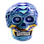 Ceramic mask, 'Aztec Blue and Gold' - Hand Crafted Blue and Gold Skull Mask (image 2a) thumbail