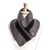 Cotton blend neck warmer, 'Flint Comfort' - Grey and Black Neck Warmer from Mexico