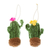 Crocheted ornaments, 'Saguaro Joy' (pair) - Artisan Crafted Crocheted Cactus Ornaments (Pair)