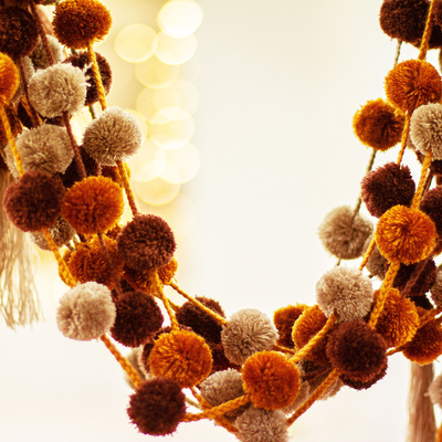 Fall Pom Pom Garland- Orange & Brown Pom Poms