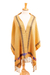 Cotton shawl, 'Golden Brown Garden' - Maya Handwoven Golden Brown Floral Cotton Shawl thumbail