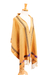Cotton shawl, 'Golden Brown Garden' - Maya Handwoven Golden Brown Floral Cotton Shawl (image 2b) thumbail