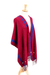 Cotton shawl, 'Cherry Sapphire' - Modern Maya Handwoven Blue Tim Red Cotton Shawl (image 2b) thumbail