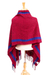 Cotton shawl, 'Cherry Sapphire' - Modern Maya Handwoven Blue Tim Red Cotton Shawl (image 2c) thumbail